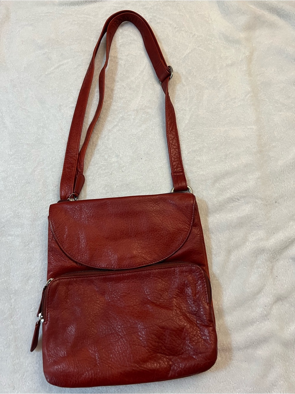 Classic Red Leather Crossbody Bag